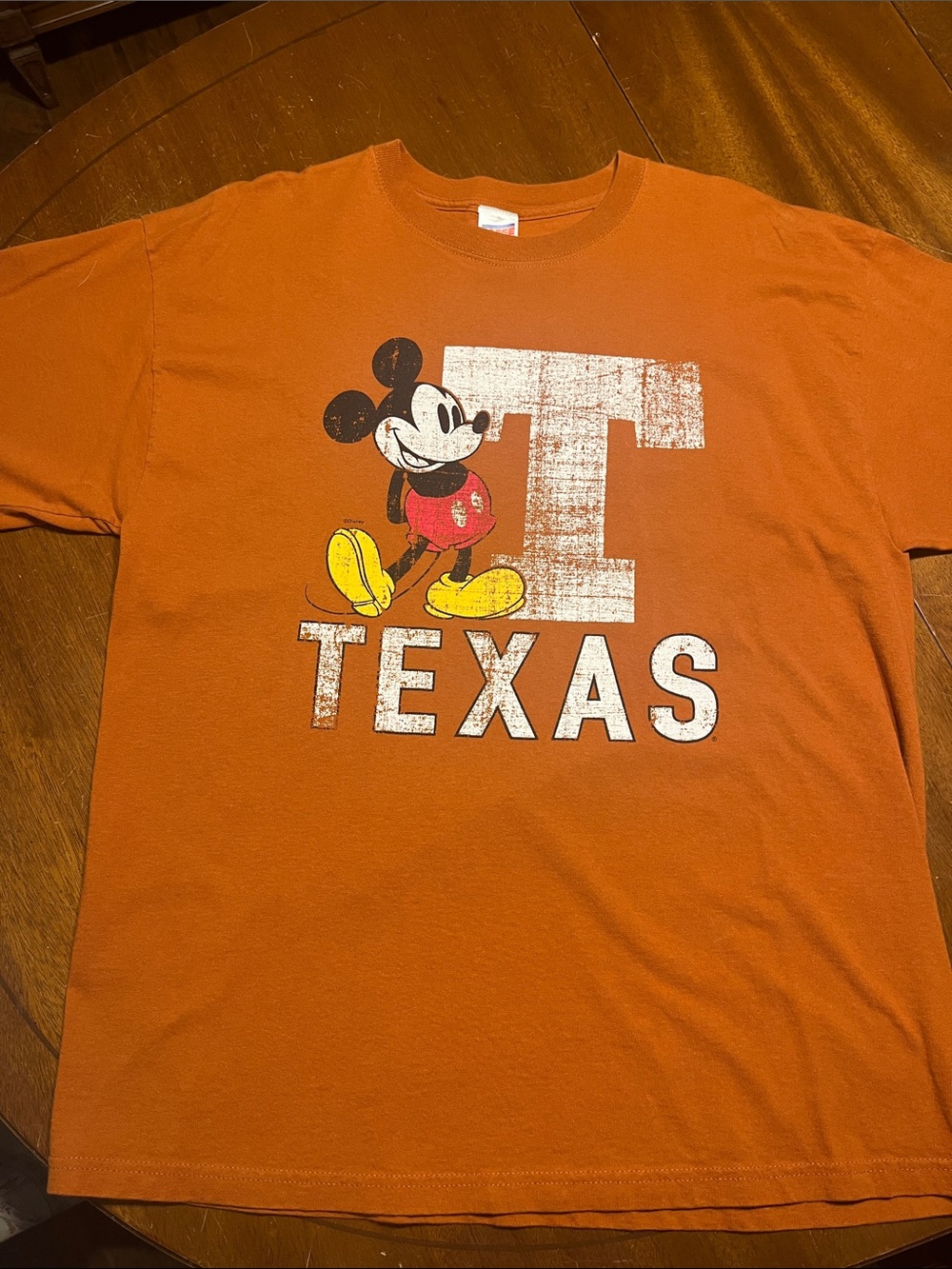 Disney Orange Texas Mickey Mouse Short Sleeve Tee